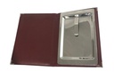 Porte-addition Chinon avec plateau inox bordeaux 17*23 cm