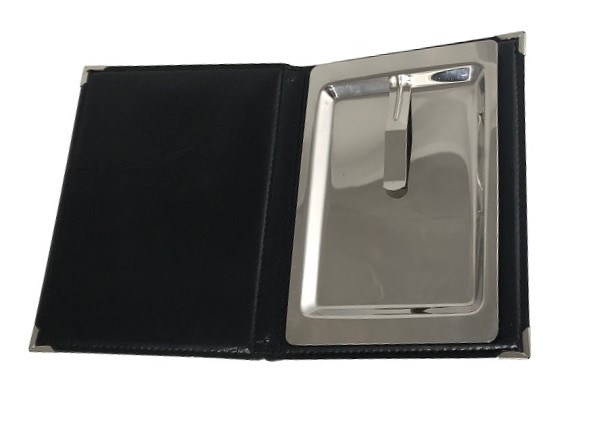 Porte-addition Chinon avec plateau inox  noir 17*23 cm