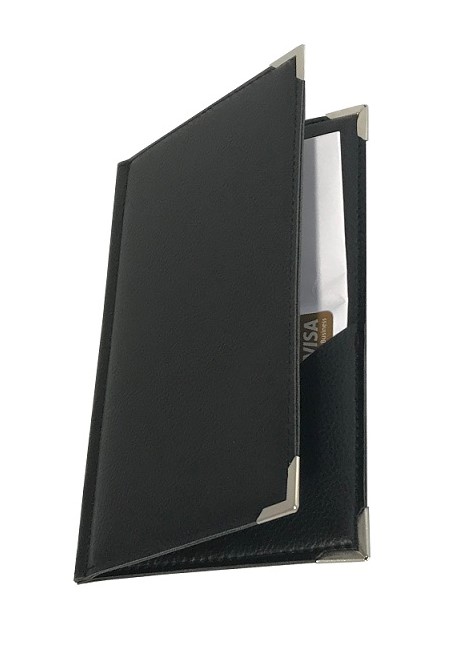 Porte-Addition Portefeuille avec Couture Sellier - Noir