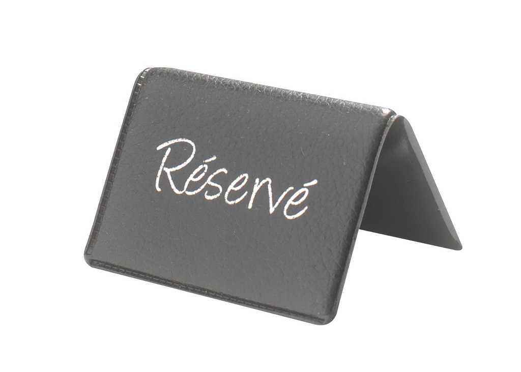 6 Table Signs "Réservé" Faux Leather - Black