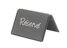 [250000] 6 Table Signs "Réservé" Faux Leather - Black